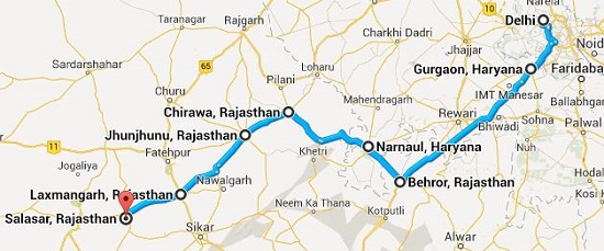delhi-salasar balaji route