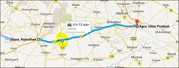 jaipur-agra highway route map