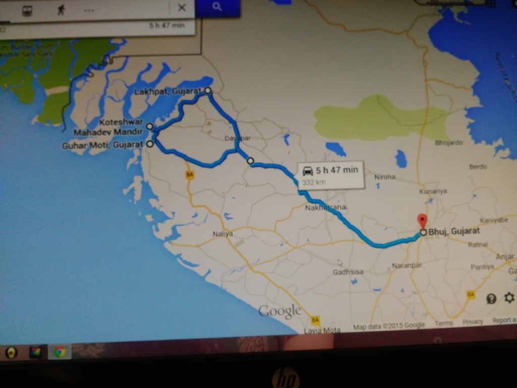 Today's route map from Google Maps