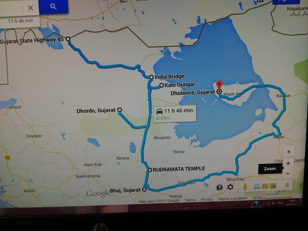 Today's route map from Google Maps